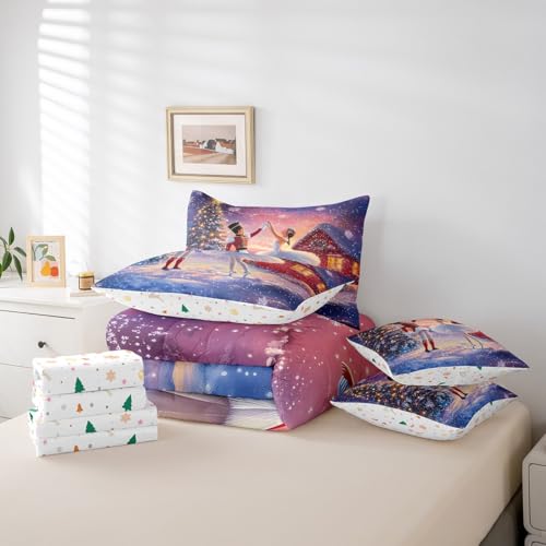 Erosebridal 7 Piece Christmas Nutcracker Twin Bedding Set,Winter Snowflake Bed Set Xmas Tree Decorations Gifts for Kids Girls Boys,Ballet Princess Comforter Set with Fitted Sheet,Flat Sheet by Erosebridal - Image 6
