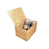 ウォーターヒヤシンス バスケット フタ付き 収納ボックス 収納かご カゴ かご 天然素材 ナチュラル おしゃれ 大容量 深型 ハンドメイド カラーボックス おもちゃ入れ タオル収納 洗面所収納 キッチン収納四角製 WHA-1414