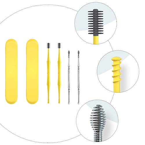 Healifty Limpadores de Ouvidos em Espiral de Silicone Removedor de Ceras de Ouvido com Caixa de Arma