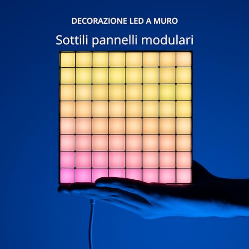 Twinkly Squares Starter Kit, Kit di Pannelli LED RGB, Incluso 1 Pannello Principale e 5 Pannelli di Estensione, Compatibile con HomeKit, Alexa e Google Home, Luci Gaming e Streaming, 16M+ di Colori - Immagine 1