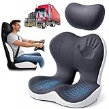 Memory Foam Truck Seat Cushion for Driving, Ergonomic Seat Cushion for Butt & Back Support, Lumbar Support Pillow for Sciatica & Tailbone Pain Relief, Coccyx Pad for Truck Drivers, Office Chair, Car