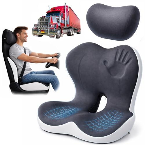 Memory Foam Truck Seat Cushion with Lumbar & Coccyx Support