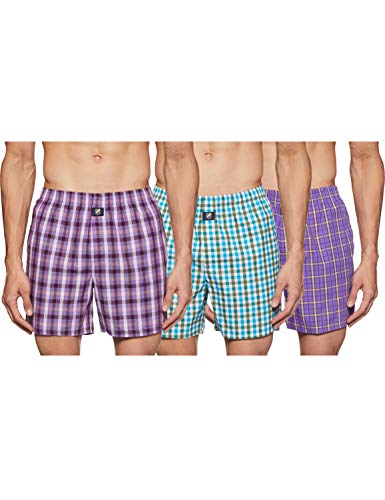 Image of Amazon Brand - House & Shields Men's Cotton Regular Checkered Boxer Shorts (Pack of 3) (HSMHBOXCH01 Multicolor-04 L)