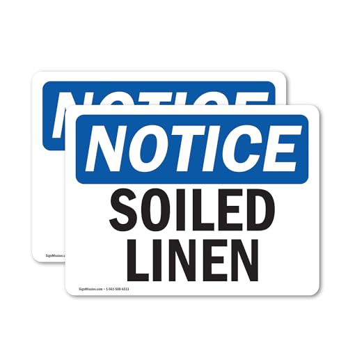 (2 Pack) Soiled Linen OSHA Notice Sign 7 Inch X 5 Inch Vinyl Label Decal Sticker Weather Resistant, UV Protected for Workplace, Business, and Construction Site, Made in the USA