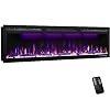 60 inch Electric Fireplace Recessed and Wall Mounted Slim Electric Fireplace 7501500 Watt Heater Fireplace Log Crystal Hearth Adjustable Realistic Flame Remote Control Touch Screen