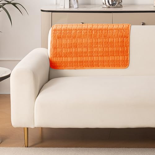Image of HOKIPO 'Plush Haven' Premium Anti-Slip Backrest Mat | Soft Fluffy Plush Fabric, Orange - 1 PC (AR-6256-OR)