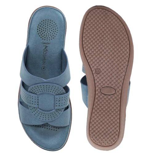 Image of Moshun Criss Cross Sandals for Women & Girls | Multi Strap & X Strap Flat Sandals, Bounce Back Technology Footbed with Adjustable Strap, Anti-Slip Sole | Lightweight Daily Wear Casual Slip-On Sandals