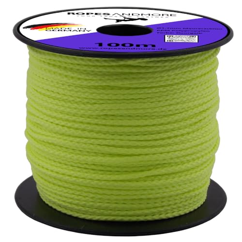 Cordon de maçon en PPM - Corde à percussion - 1,7 mm - Jaune fluo, rouge - 100 m (jaune fluo, 100 m)