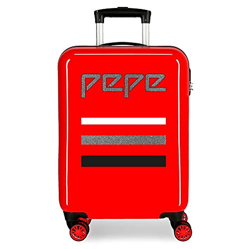 Pepe Jeans World Maleta De Cabina Rojo 38x55x20 Cms Rígida Abs Cierre Combinación 34l 2,6kgs 4 Ruedas Dobles Equipaje De Mano