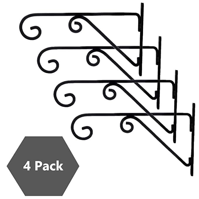JN Crafts and Designs 4 Pack Metal Wall Hook Hanging Plant Bracket | Decorative Straight Plant Hanger for Pots, Bird Feeders, Planters, Lanterns, Cotton, Wind Chimes Indoor Outdoor, Black-image-44
