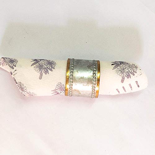 Kaizen Casa Gold Rim Galvanized Metal 1.75 X 1.75 Inch Napkin Rings, Set Of 6 – Silver Napkin Rings For Banquets, Family Dinners, Special Events And Table Décor #TOP3