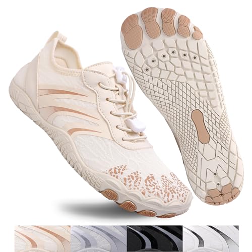 Image of Beach Water Shoes for Women Men Quick Dry Non-Slip Wide Toe Hike Barefoot Footwear for Beach Pool Aqua Swim Surf Walk