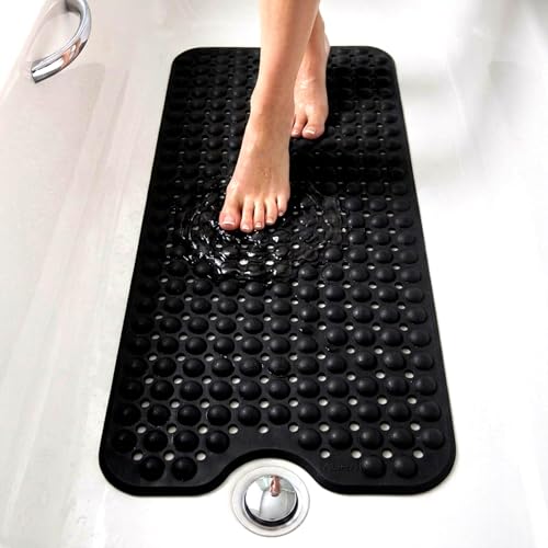 edihome, Tapis Baignoire Antidérapant, 100x40 cm, Tapis Douche, Bulles avec Ventouses Sans BPA, Antibactérien, Résistant à la Moisissure, Lavable en...