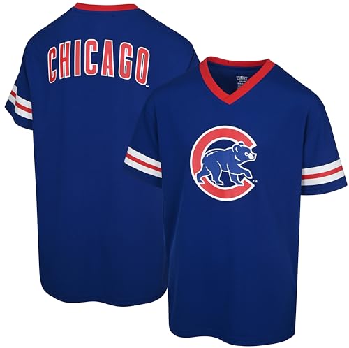 MLB Kids Youth 4-20 Official Primary Logo Ballpark Team Jersey (Size 5-6 Chicago Cubs - Blue)