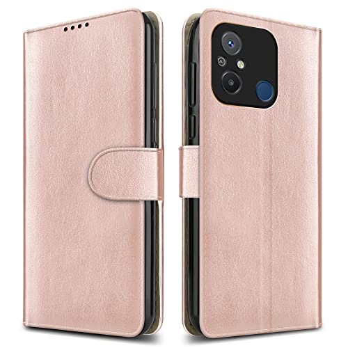 PIXFAB For Xiaomi Redmi 12C Leather Phone Case, Magnetic Closure Full Protection Book Folio Design
