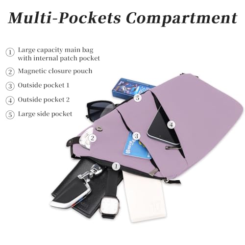 Image of Anti Theft Crossbody Bag,Sling Bag for Women Men,Multi-pocket Chest Shoulder Bag for Travel, Sport, Work