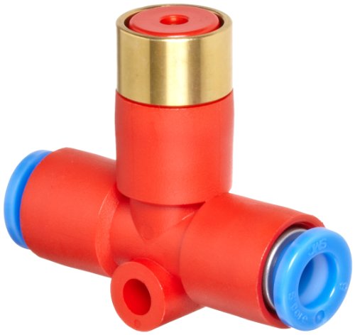 SMC KEB06 Residual Pressure Relief Valve with Push Button Guard and Push-to-Connect Fitting, 6 mm Tube OD
