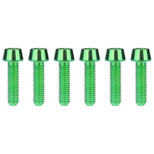 Image of Titanium Ti DIN912 M4 8 10 12 15 20mm Tapered Head Hex Bolts Bicycle Screws Pack of 6 (Green, M4x15mm)