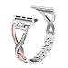 Wearlizer Rose Gold Silver Compatible with Apple Watch Bands 38mm 40mm Womens Rhinestone for iWatch 2-Tone Replacement Stainless Bling X-Link Wristband Sleek Metal Bracelet for Series 5 4 3 2 1 Sport