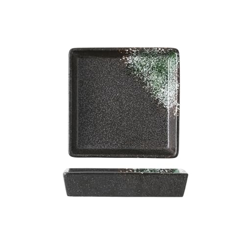 SHIHEER 正角皿 小皿 豆皿 陶器 5枚セット お皿セット 薬味皿 付出皿 取り皿 すし 焼物皿 焼き物皿 魚 皿 刺身皿 焼き魚皿 寿司皿 長皿 魚料理 和食 食器セット 魚焼き器 揚げ物 お茶 プレート 食器 レストラン たれ皿 醤油 焼き肉 タ