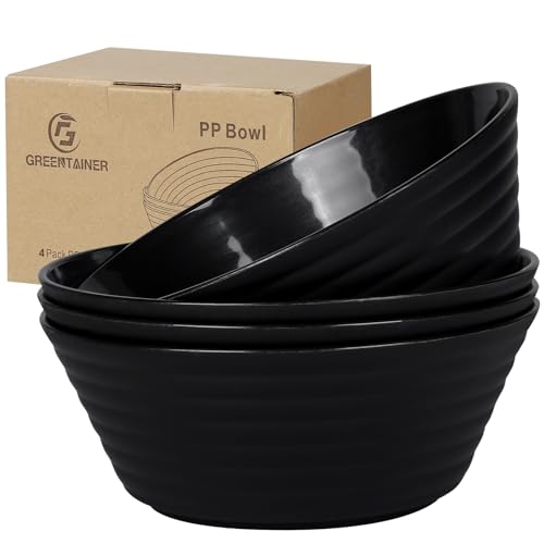 Greentainer Lot de 4 Grands Bols Saladiers 1.5L (1500 ml) - Bols Alimentaires Incassables pour Salade, Soupe, Céréales - Passe Micro-ondes & Lave-vaisselle -...