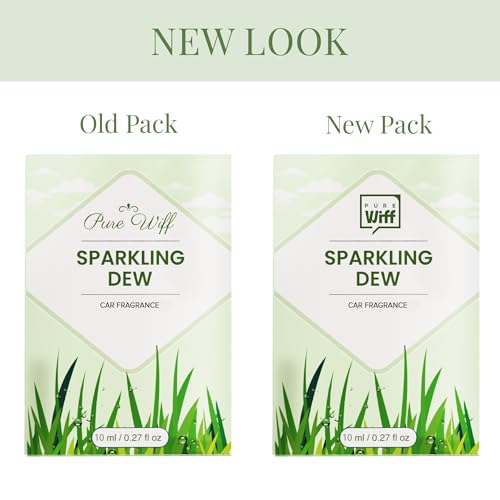Image of Sparkling Dew Car Perfume Diffuser - 10ML Long Lasting Hanging Car Air Freshener | Premium Car Fragrance Oils in Glass Bottle with Wooden Diffuser Cap | Lasts up to 75 Days | IFRA Certified