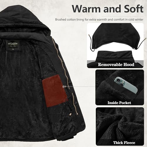 Image of Men's Winter Thicken Coat Casual Military Parka Jacket with Removable Hood