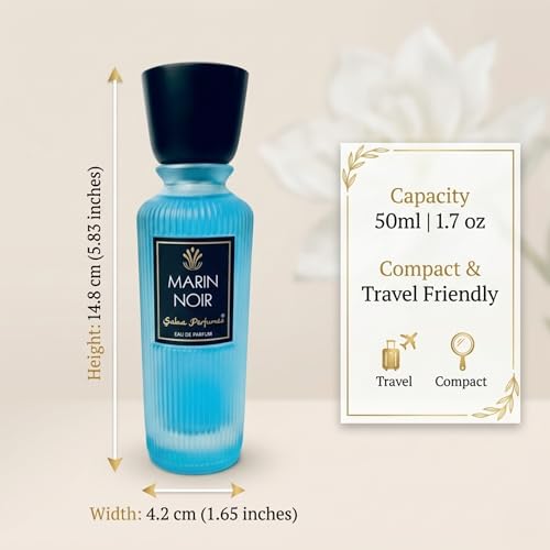 Image of Saba Marin Noir Perfume 50ml for Men | Long Lasting Aquatic Fragrance | Fresh Citrus, Marine & Woody Notes | Premium Summer Perfume for Gym, Office & Daily Wear