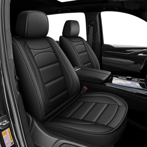 JIAMAOXIN Seat Covers Custom Fit for Cadillac Escalade 2021-2024 2025: Full Set Car Seat Covers Faux Leather Waterproof (7 Seats, Black)
