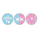 Andaz Press Chocolate Drop Labels Trio Twins Girl and Boy Baby Shower It's Twins! Pink and Baby Blue 216-Pack