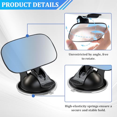 SWPHRT Baby Car Mirror, 360° Adjustable Suction Cup Vehicle Wide Angle Convex Mirror, Automotive Interior Rearview Accessories for Viewing Rear Passengers, Universal for SUV Truck Sedan - Thumbnail 3