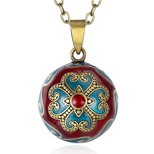 EUDORA Harmony Ball Collier Bola de Grossesse avec Chaine, Collier Musique Carillon Bell Pendentif pour Femmes Enceinte Mère Bébé Cadeau Original Noel, 76.2cm + 114cm Chaîne (Iris) Cover