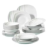 STILVOLL - Das 24-teilige Geschirr-Set in weißer Grundfarbe mit schönen Dekor, deckt ihren Tisch stilvoll und für jede Gelegenheit passend ein