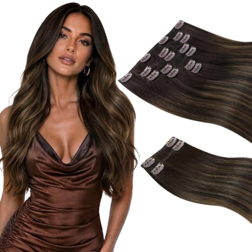 Sunny Hair Clip in Hair Extensions Real Human Hair Balayage 20 Inch 170g