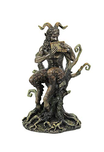 Estatua de Pan en resina con acabado bronce 9.5 pulg miniatura 1