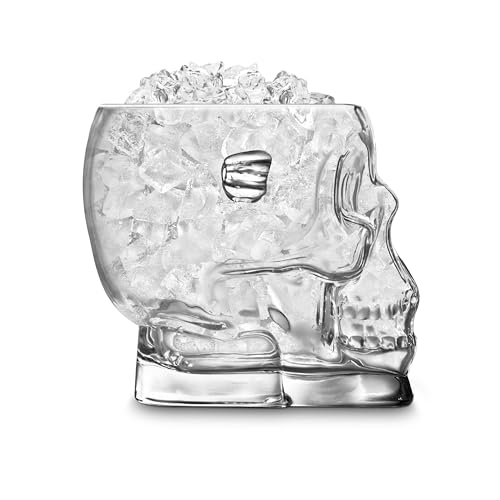 Final Touch Brain Freeze Seau à glace en forme de crâne | Seau à glace fantaisie, tête de mort, verre, 1,6 l