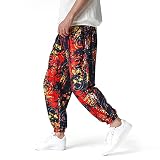 Herren-Trainingshose aus Baumwolle, 3D-Druck, elastische Taille, Hippie-Pumphose, Cargohose, Loungehose, Strand, Walking, Laufen, Joggen, Sweatpants, 5, 34-37