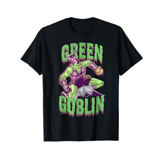 Marvel Halloween Green Goblin Slimy Font Vintage Comic Logo T-Shirt