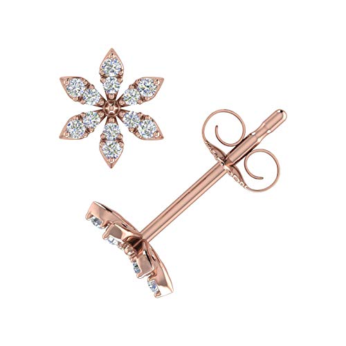 0.07 Carat Diamond Floral Stud Earrings in 10K Gold2