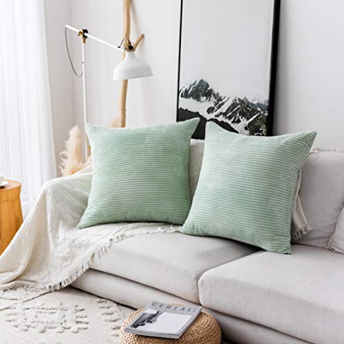Home Brilliant Summer Decorative Pillow Covers For Couch Sage Green Throw Pillow Covers 45X45 Set Of 2 Sofa Bench, 18X18 Inch, Mint #TOP6