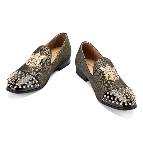 Image of Meijiana Mens Velvet Loafers Dress Shoes with Metal Embellishments Party Luxury Loafer Shoes
