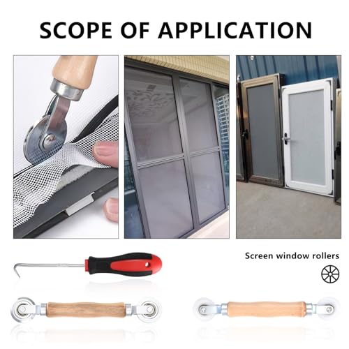 Werkzeug Einzieher Einroller für Keder Fliegengitter Kederwerkzeug Spline Roller, Werkzeug Einzieher Einroller für Keder Gummischnur, Doppelrad Kedereinroller Dichtungseinroller für Fenster