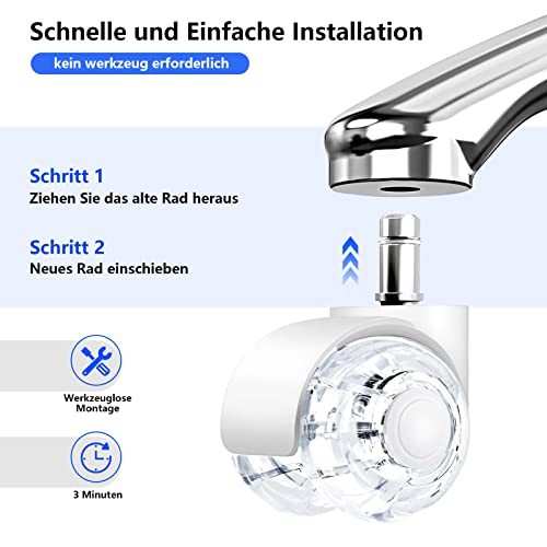 Set di 5 sedie da ufficio, ruote per pavimenti