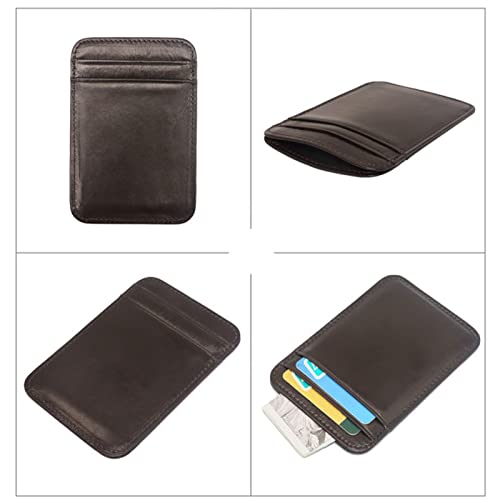 Bluelans Front Pocket Minimalist Faux Leather Slim Wallet Credit Card Holder for Men Women Work Travel Brown2