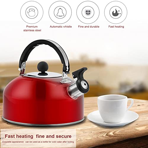 2.5L Whistling Teapot,Stovetop Whistling Tea Kettle With Non-Slip Handle,Stainless Steel Tea Pot,Lightweight Small Tea Kettle For Stove Top,Ergonomic Handle,Fast Boiling Loud Whistle Stovetop For Tea #TOP6