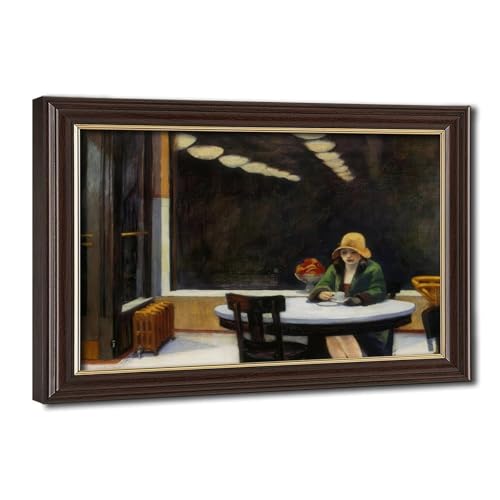 Impression sur toile Automat par Edward Hopper avec cadre à suspendre pour intérieur moderne