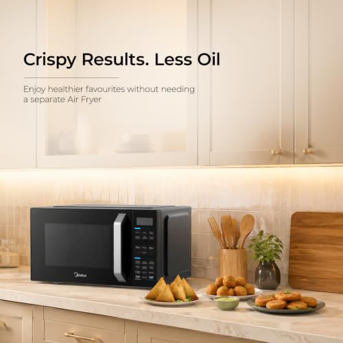 Image of Midea 24L Convection Microwave oven with Air Fry, Grill, 800W Microwave Power, 232 Auto Cook Menus, Stainless Steel Cavity (MMOP02XA-ECSEBK, Multi-Stage Cooking, Defrost by Time & Weight)