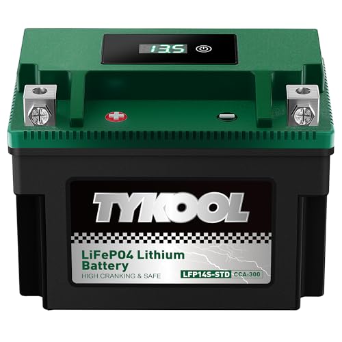 Image of TYKOOL LFP14S-STD LIiFePO4 Lithium Motorcycle Battery 300 CCA 5Ah for Honda Africa Twin CRF1000L KTM 1290 Super Adventure | Digital SOC Display IP67 Replaces YTZ14S