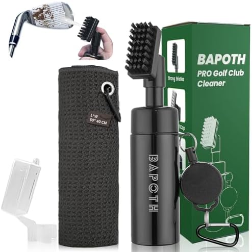 BAPOTH Golf Club Cleaner, Non-Leaking Stretchable Golf Brush with Golf Towel (60 * 40cm), Strong Bristles Golf Club Brush Can Hold 5 oz Water, Essentials Golf Accessories Gifts for Men Women