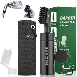 BAPOTH Golf Club Cleaner Set, 5oz Squeeze Water Brush, Microfiber Towel | Leak-Proof Retractable Brush, 23.6x15.7in Towel, Strong Bristles, Essential Golf Accessories Gifts for Men